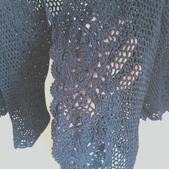 Vintage Kroshetta Crochet Sweater black size M - Picture 4 of 5